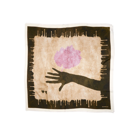 KONRAD Marie Silk Hand Scarf in Khaki / Rose