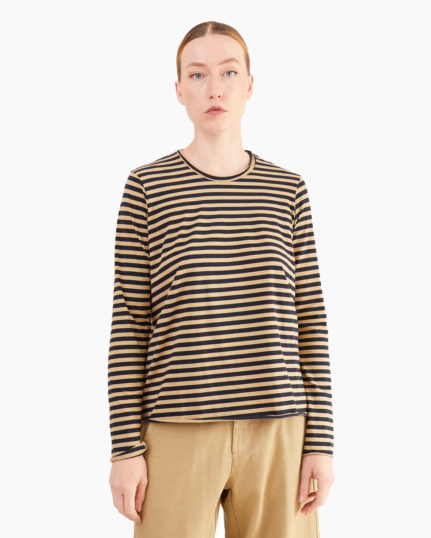 Labo.Art Women's Maglia Agapi Striped Cotton Jersey in Fennec