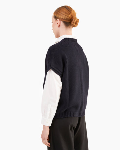 Labo.Art Women's Finferlo V-Neck Knitted Vest in Atlantic