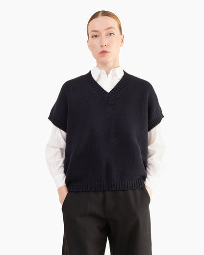 Labo.Art Women's Finferlo V-Neck Knitted Vest in Atlantic