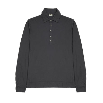 Massimo Alba Ischia Cotton Polo Shirt in Nero Lavato