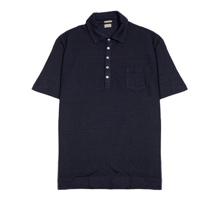Wembley five-button polo shirt with pocket in cool linen pique.  100% linen.  Made in Italy.