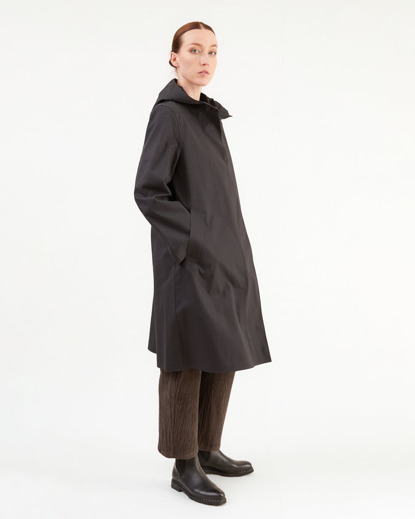 Mackintosh Women's Watten Bonded Cotton Hooded Raincoat in Black