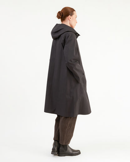 Mackintosh Women's Watten Bonded Cotton Hooded Raincoat in Black