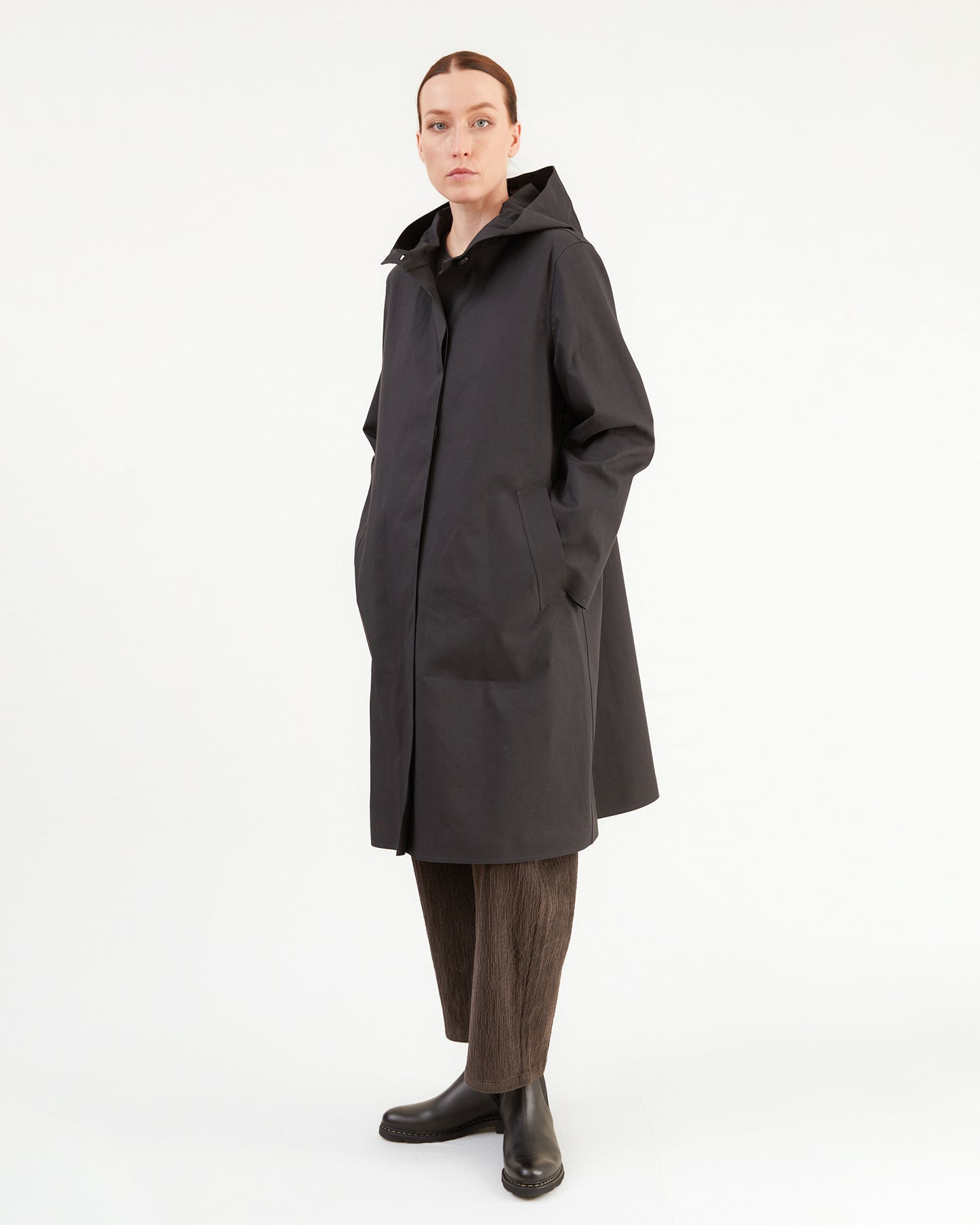 Mackintosh Women's Watten Bonded Cotton Hooded Raincoat in Black