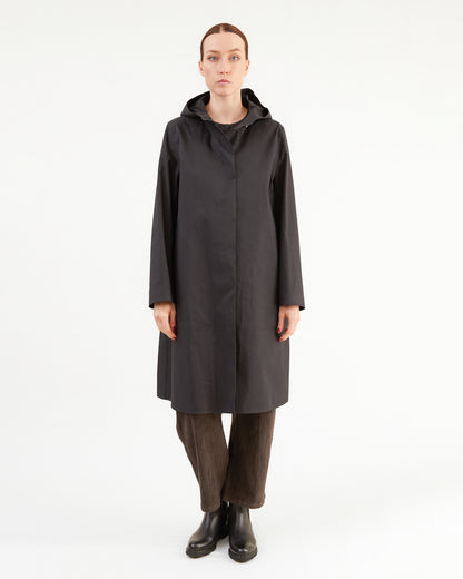 Mackintosh Women's Watten Bonded Cotton Hooded Raincoat in Black