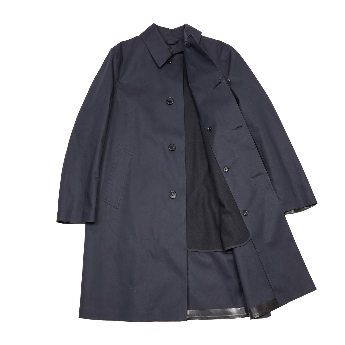 Mackintosh Dunkeld Bonded Cotton Lined Raincoat in Navy