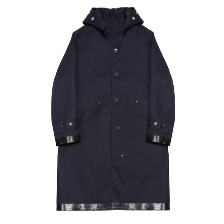 Mackintosh Kirkton Bonded Cotton Hooded Raincoat in Navy 1