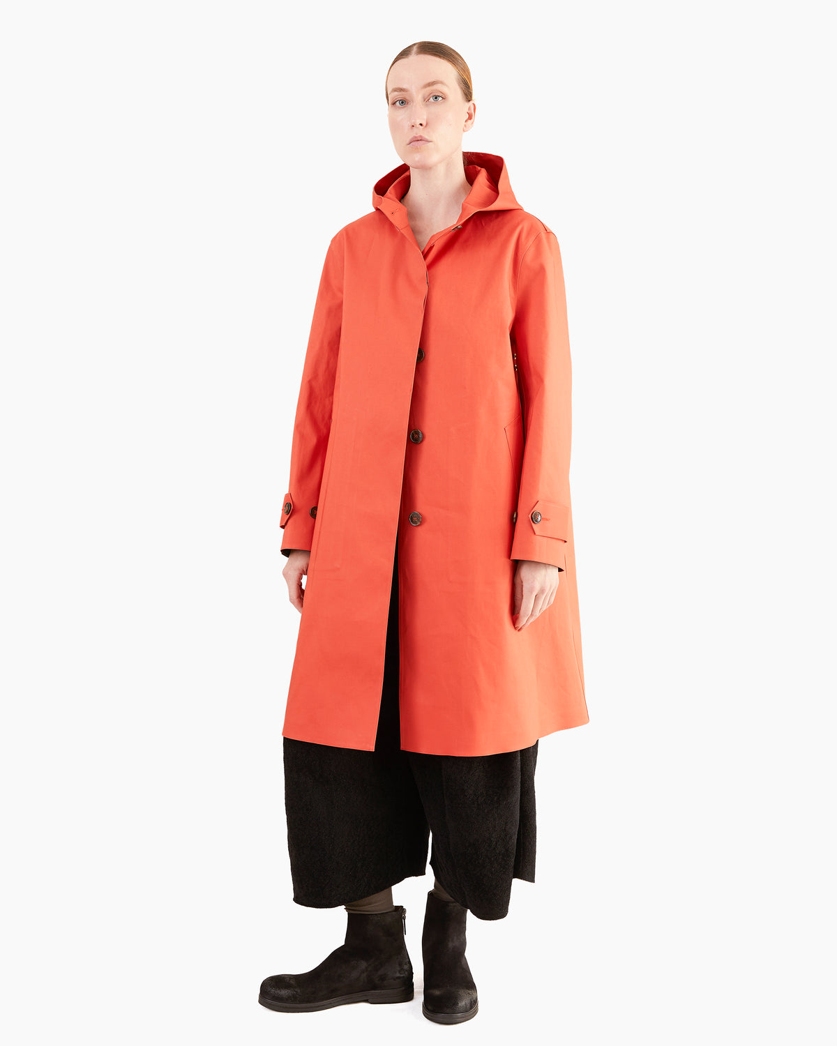 Mackintosh Women's Watten Bonded Cotton Hooded Raincoat in Jaffa