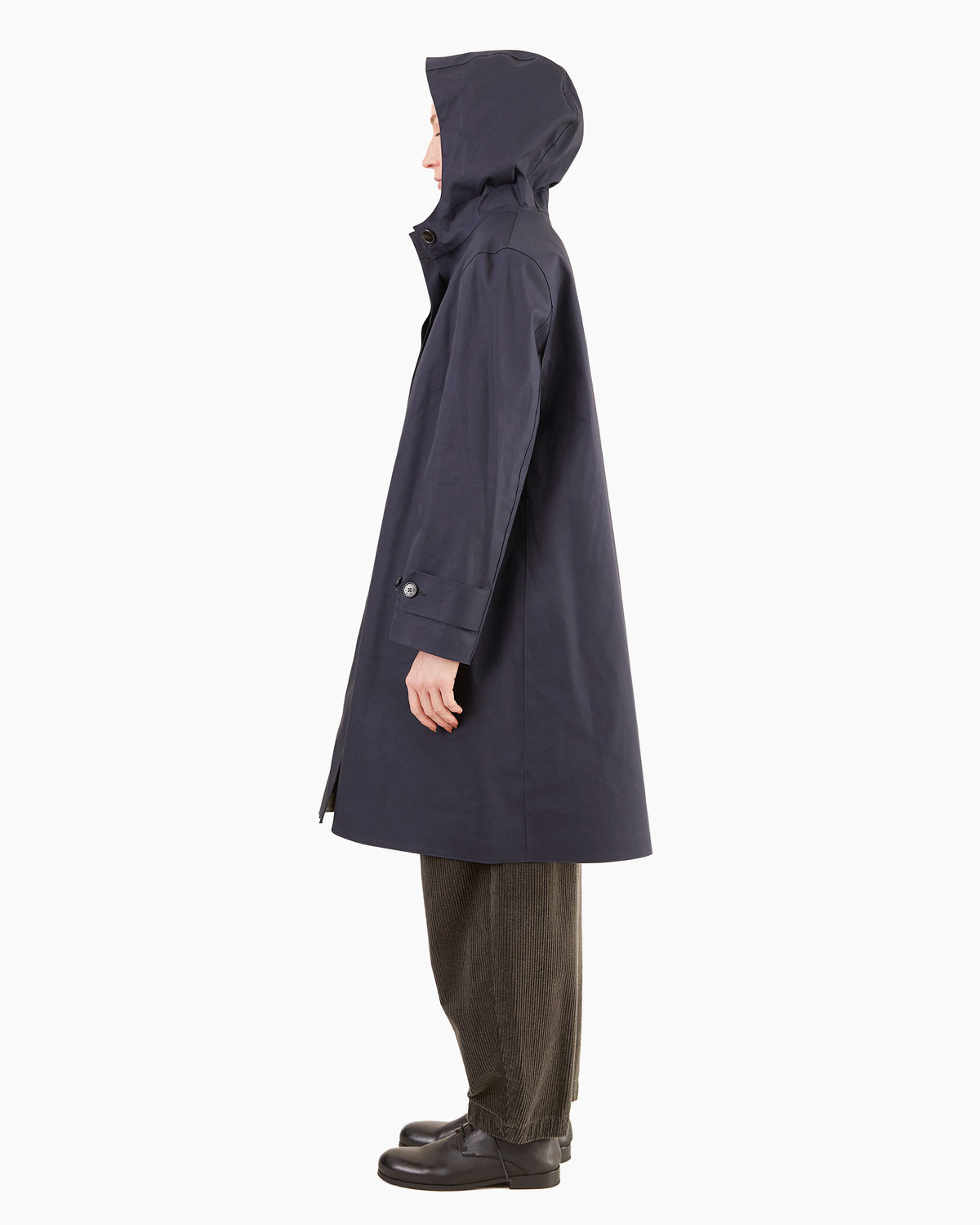 Mackintosh Women's Watten Bonded Cotton Hooded Raincoat in Navy
