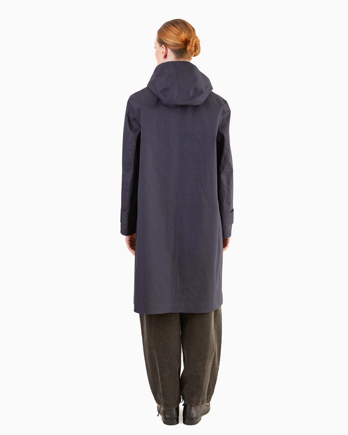 Mackintosh Women's Watten Bonded Cotton Hooded Raincoat in Navy
