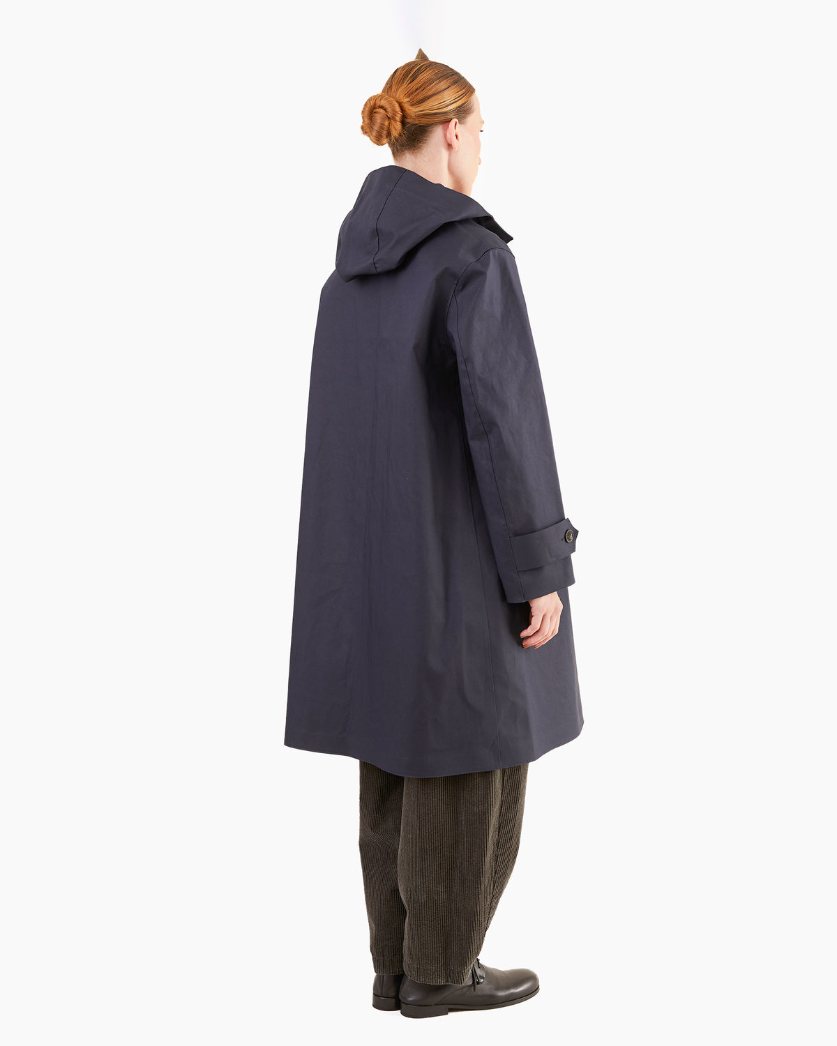 Mackintosh Women's Watten Bonded Cotton Hooded Raincoat in Navy