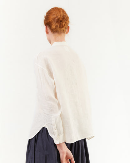 Maison De Soil Banded Collar Embroidered Shirt in White