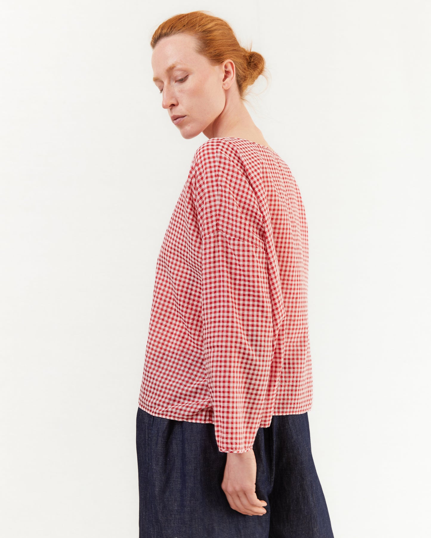 Maison De Soil Drop Shoulder Smock in Red x Off White