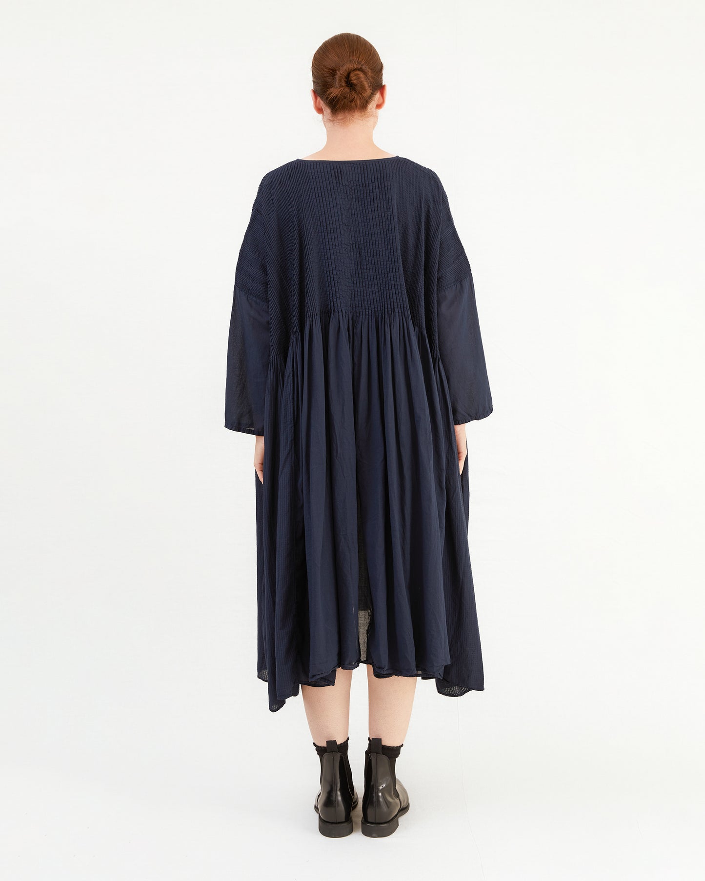Maison De Soil Mini Pintuck Pullover Dress in Navy