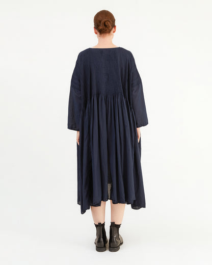Maison De Soil Mini Pintuck Pullover Dress in Navy