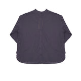 Maison De Soil Cotton Back Opening Stand Collar Embroidered Shirt in Navy