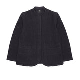 Maison De Soil Wool/Cotton Stand Collar Fly Front Jacket in Dark Navy