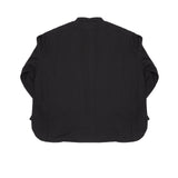 Maison De Soil Wool Banded Collar Embroidered Shirt In Black