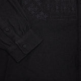 Maison De Soil Wool Banded Collar Embroidered Shirt In Black