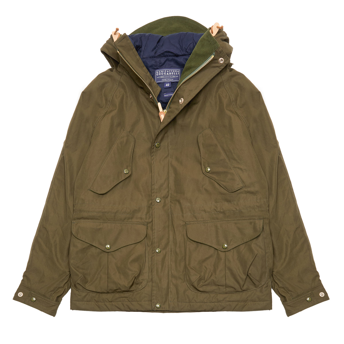 Manifattura Ceccarelli Wool-Padded Cotton Fisherman Parka in Military Green