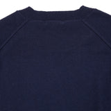 Men's Inu Cashmere Sweater in Dark Navy cashmere reverse knit. Crew neck sweater with raglan sleeves and boxy fit.   100% Cashmere.   Dry Clean Only.  Made in China.