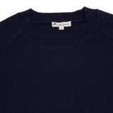 Men's Inu Cashmere Sweater in Dark Navy cashmere reverse knit. Crew neck sweater with raglan sleeves and boxy fit.   100% Cashmere.   Dry Clean Only.  Made in China.