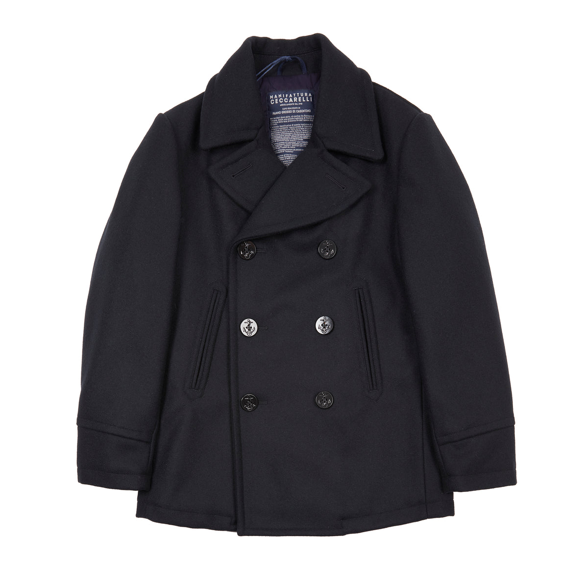 Manifattura Ceccarelli Wool Peacoat in Navy