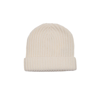 McGeorge Cashmere/Wool English Rib Cap in Winter White