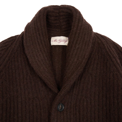 McGeorge of Scotland Shawl Collar Shetland Wool Cardigan in Coffee