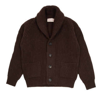 McGeorge of Scotland Shawl Collar Shetland Wool Cardigan in Coffee