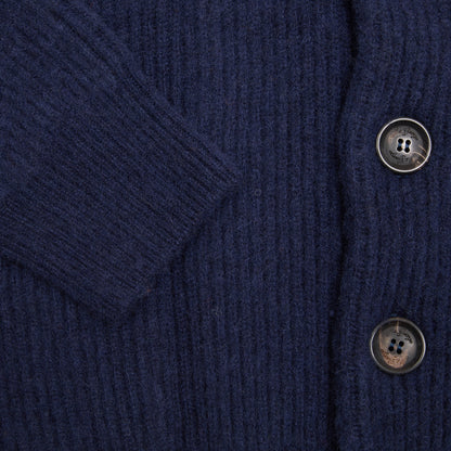 McGeorge of Scotland Shawl Collar Shetland Wool Cardigan in Blue