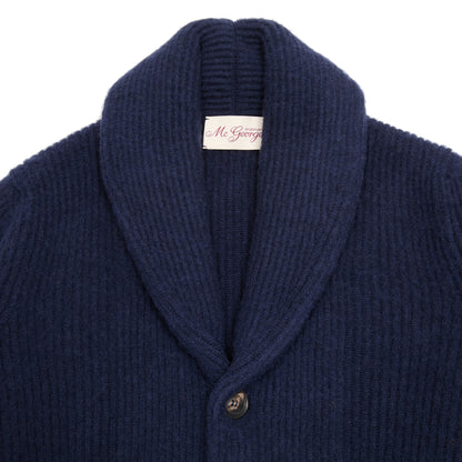 McGeorge of Scotland Shawl Collar Shetland Wool Cardigan in Blue