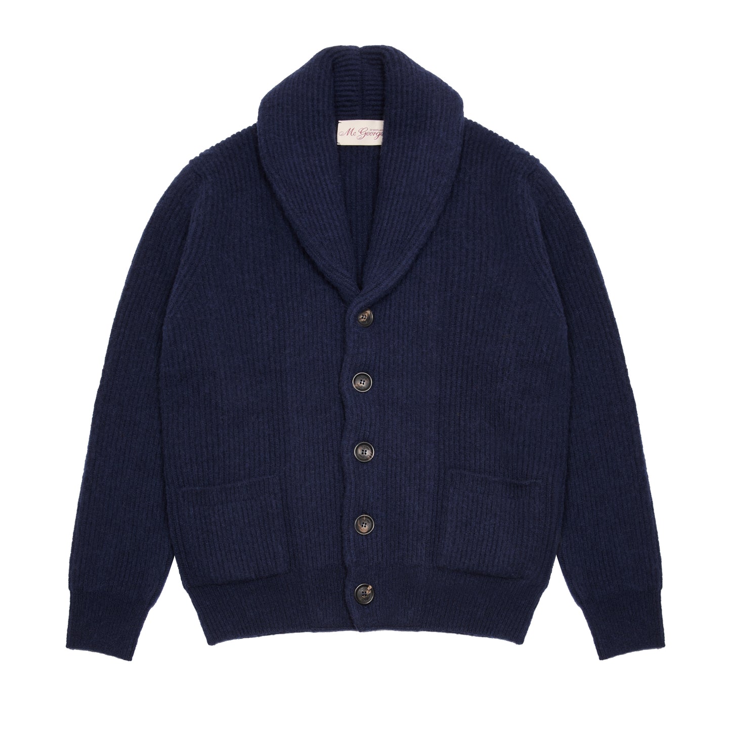McGeorge of Scotland Shawl Collar Shetland Wool Cardigan in Blue