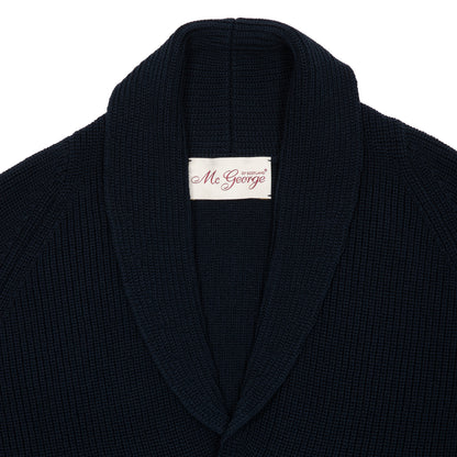 McGeorge of Scotland Ribbed Raglan Shawl Cardigan in Navy2