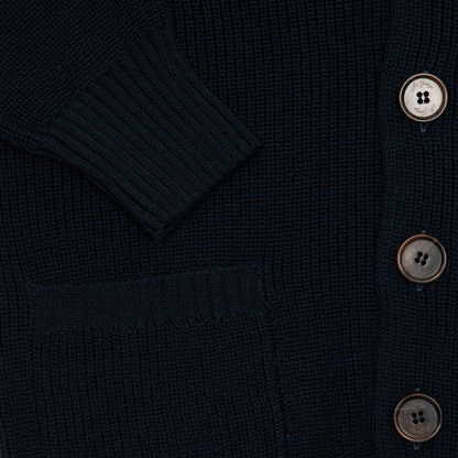 McGeorge of Scotland Ribbed Raglan Shawl Cardigan in Navy3