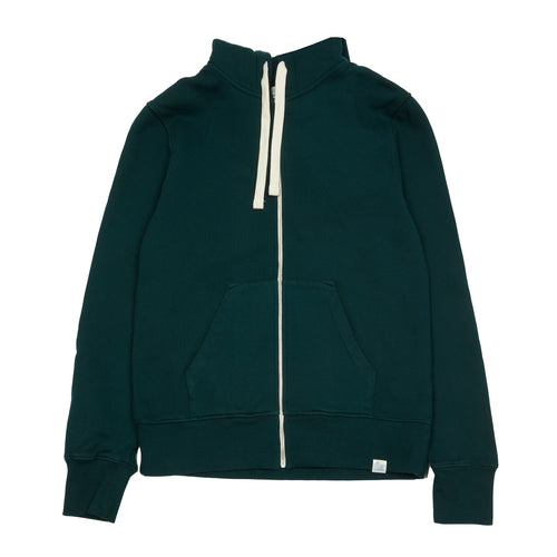 Good Basics Zipped Hoodie in College Green. Crafted from Prima Quality Strong 3-Thread 100% organic cotton. A classic zipped hoodie in a relaxed fit with front patch pockets.  Made in Portugal. 