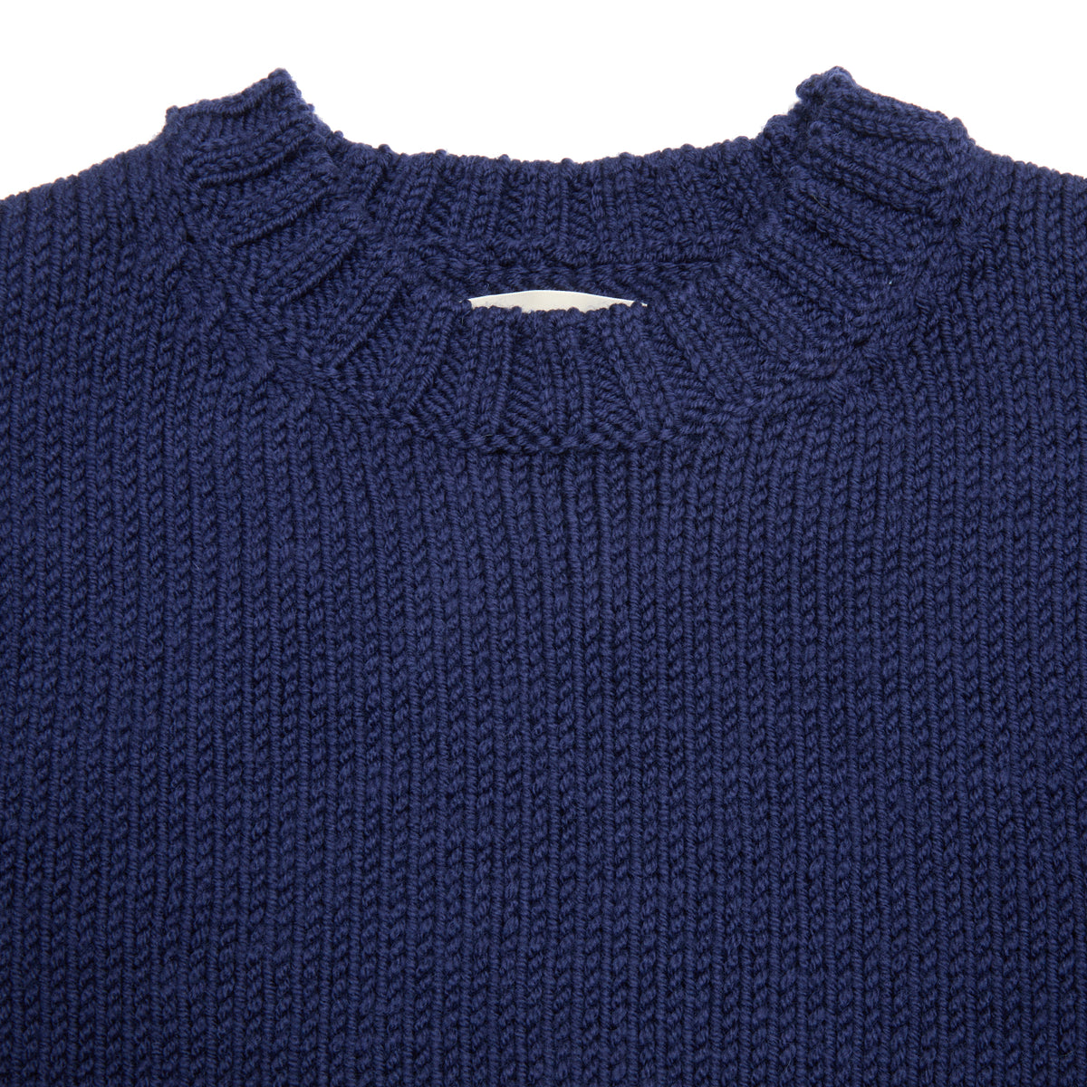 Merz B Schwanen Chunky Cropped Merino Sweater in Ink Blue
