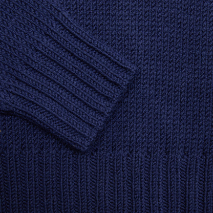 Merz B Schwanen Chunky Cropped Merino Sweater in Ink Blue