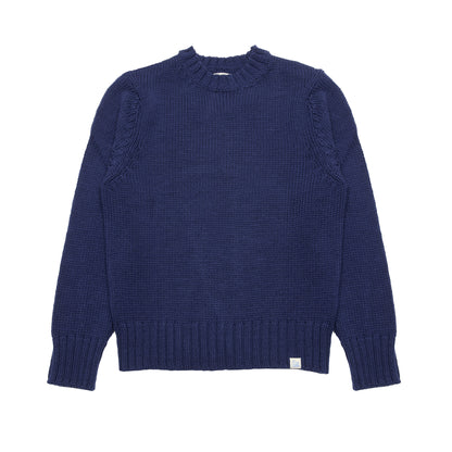 Merz B Schwanen Chunky Cropped Merino Sweater in Ink Blue