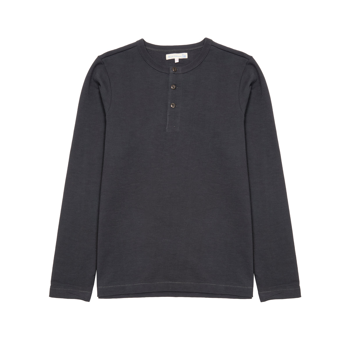 Merz b Schwanen Relaxed Fit Heavyweight Long Sleeve Henley in Charcoal