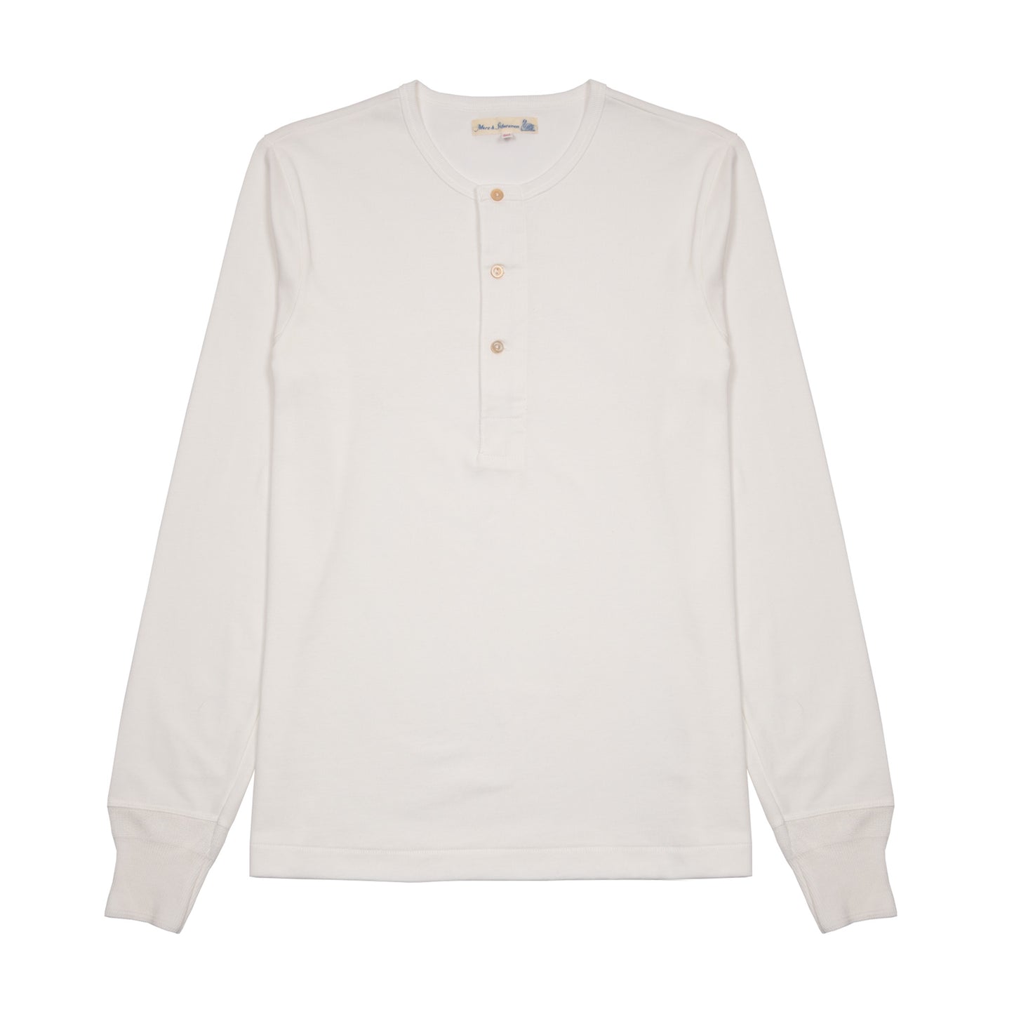 Merz b Schwanen Classic Fit Long Sleeve Henley in White