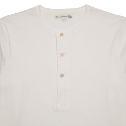 Merz b Schwanen Classic Fit Long Sleeve Henley in White