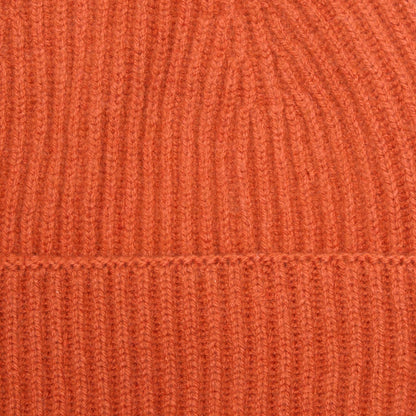 Merz b Schwanen Ribbed Merino-Cashmere-Silk Beanie in Rust