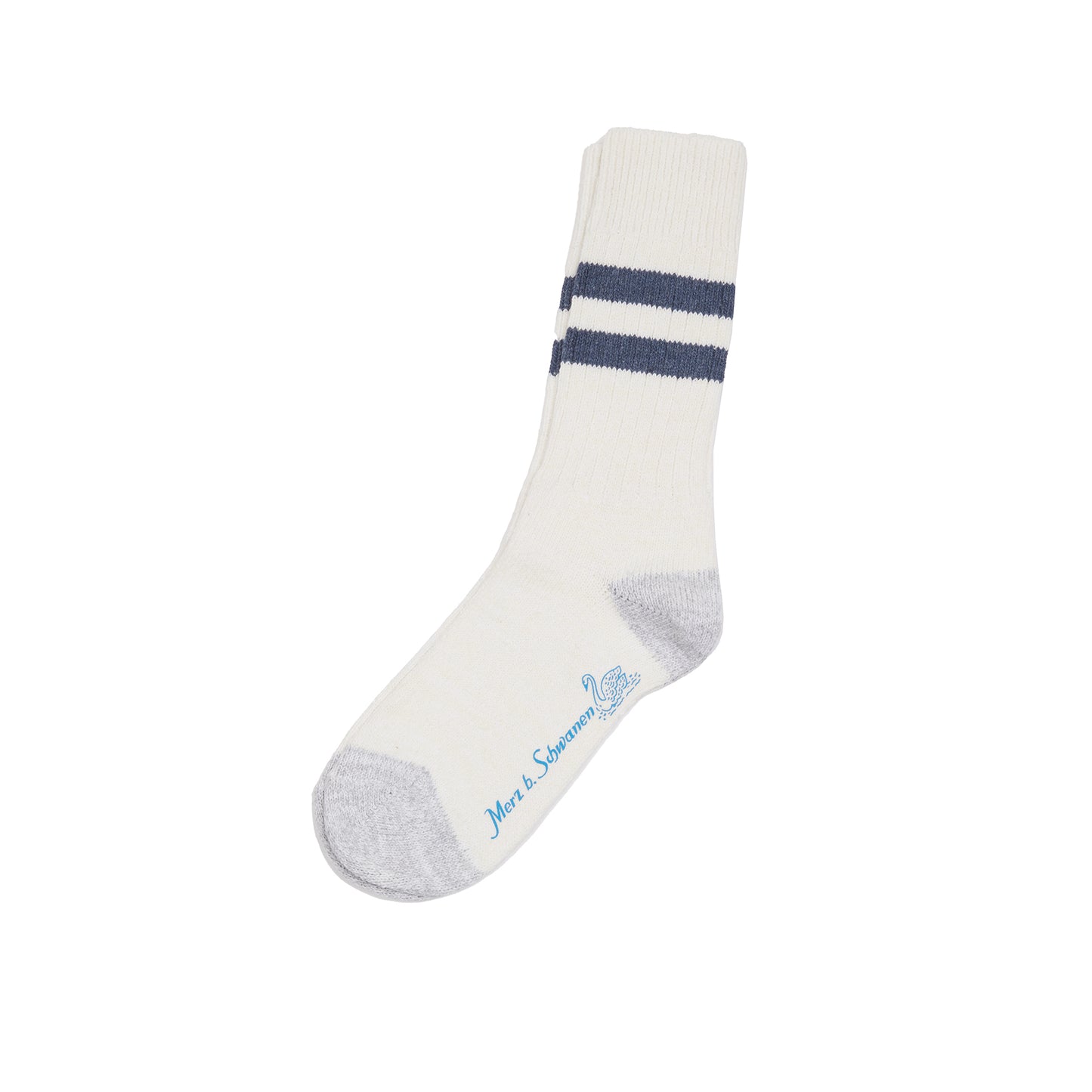 Merz b Schwanen Striped Socks in Nature/Denim Blue