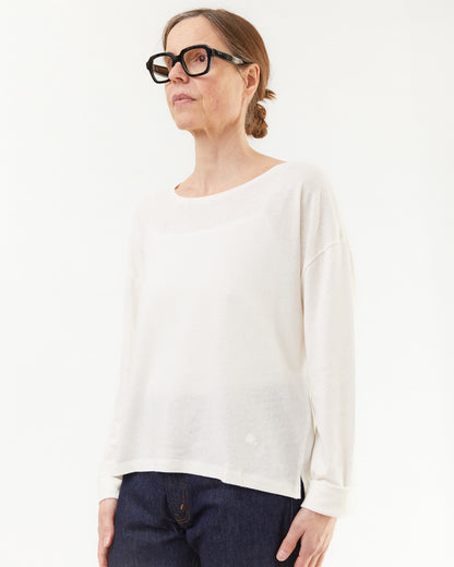 Merz b Schwanen Women's Cotton/Linen Long Sleeve T-shirt in White