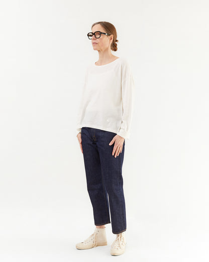 Merz b Schwanen Women's Cotton/Linen Long Sleeve T-shirt in White