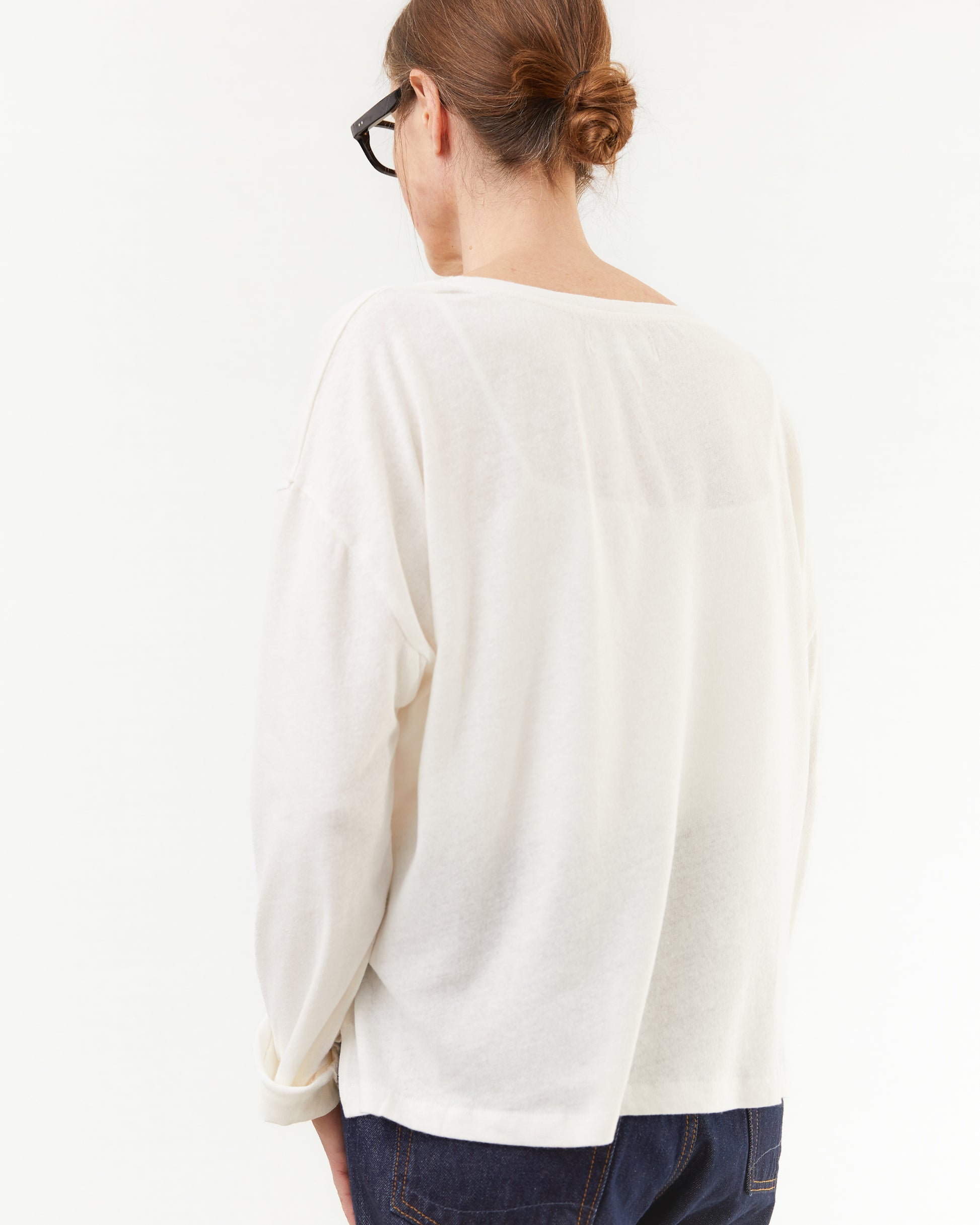 Merz b Schwanen Women's Cotton/Linen Long Sleeve T-shirt in White