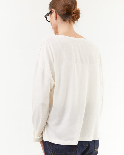 Merz b Schwanen Women's Cotton/Linen Long Sleeve T-shirt in White
