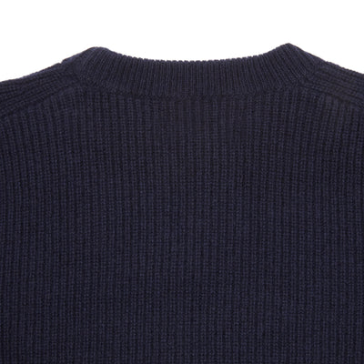 Merz b Schwanen Good Basics Ribbed Cashmere/Merino Pullover in Dark Navy 4